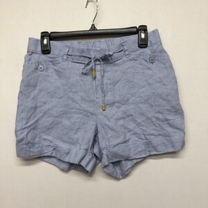 Ellen Tracy Women 100% Linen Drawstring Chino Shorts Size Small Chambray M162 26